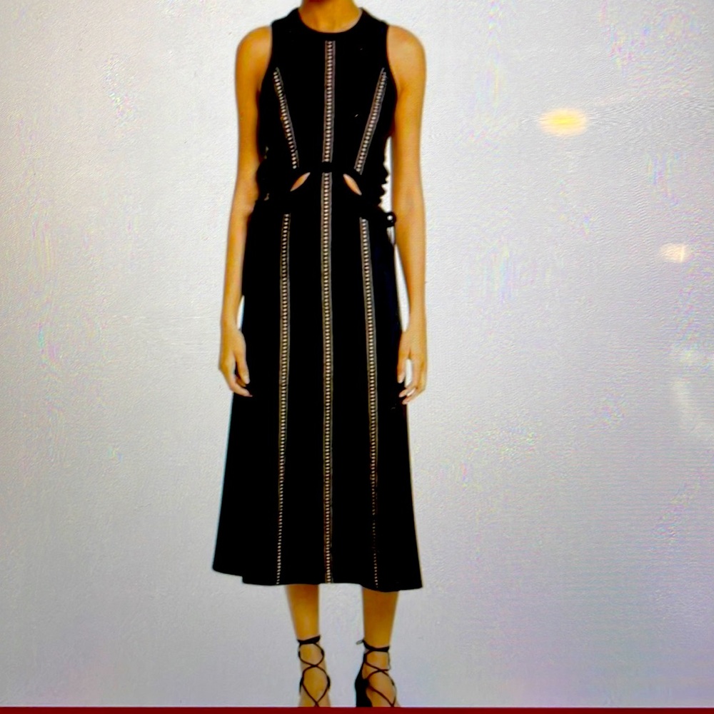 Self-portrait black cut out midi dress, size 2. Worn once.